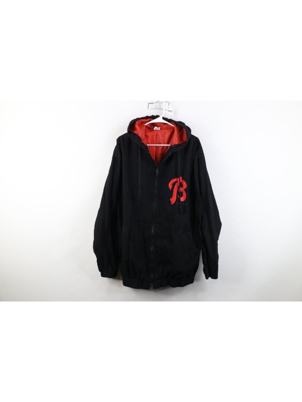 Vintage 90s Streetwear Mens OSFA Spell Out Boss Lined Hooded Full Zip Jacket